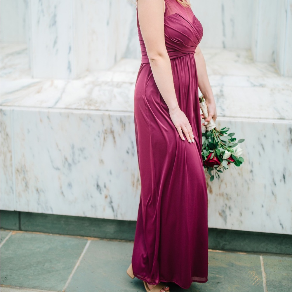 David’s Bridal Bridesmaid Wine Colored Dress